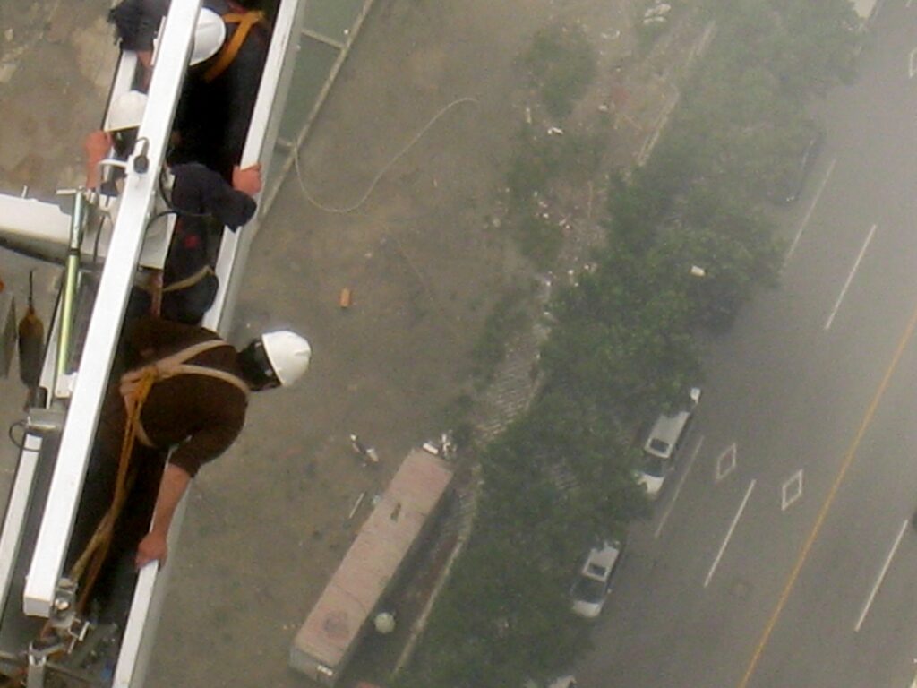 Window cleaning with squeegee